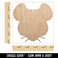 Cute Mouse Face Unfinished Craft Wood Holiday Christmas Tree DIY Pre-Drilled Ornament