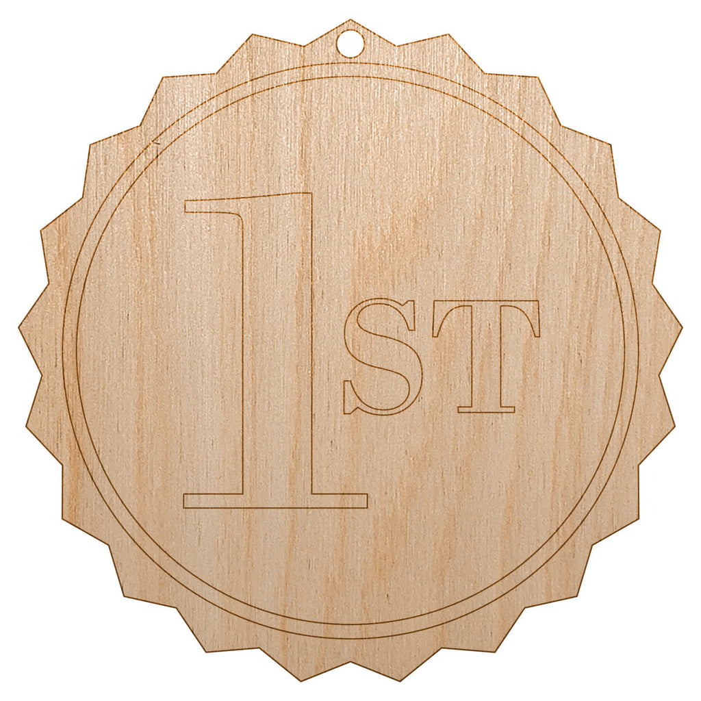 First 1st Place Circle Award Unfinished Craft Wood Holiday Christmas Tree DIY Pre-Drilled Ornament