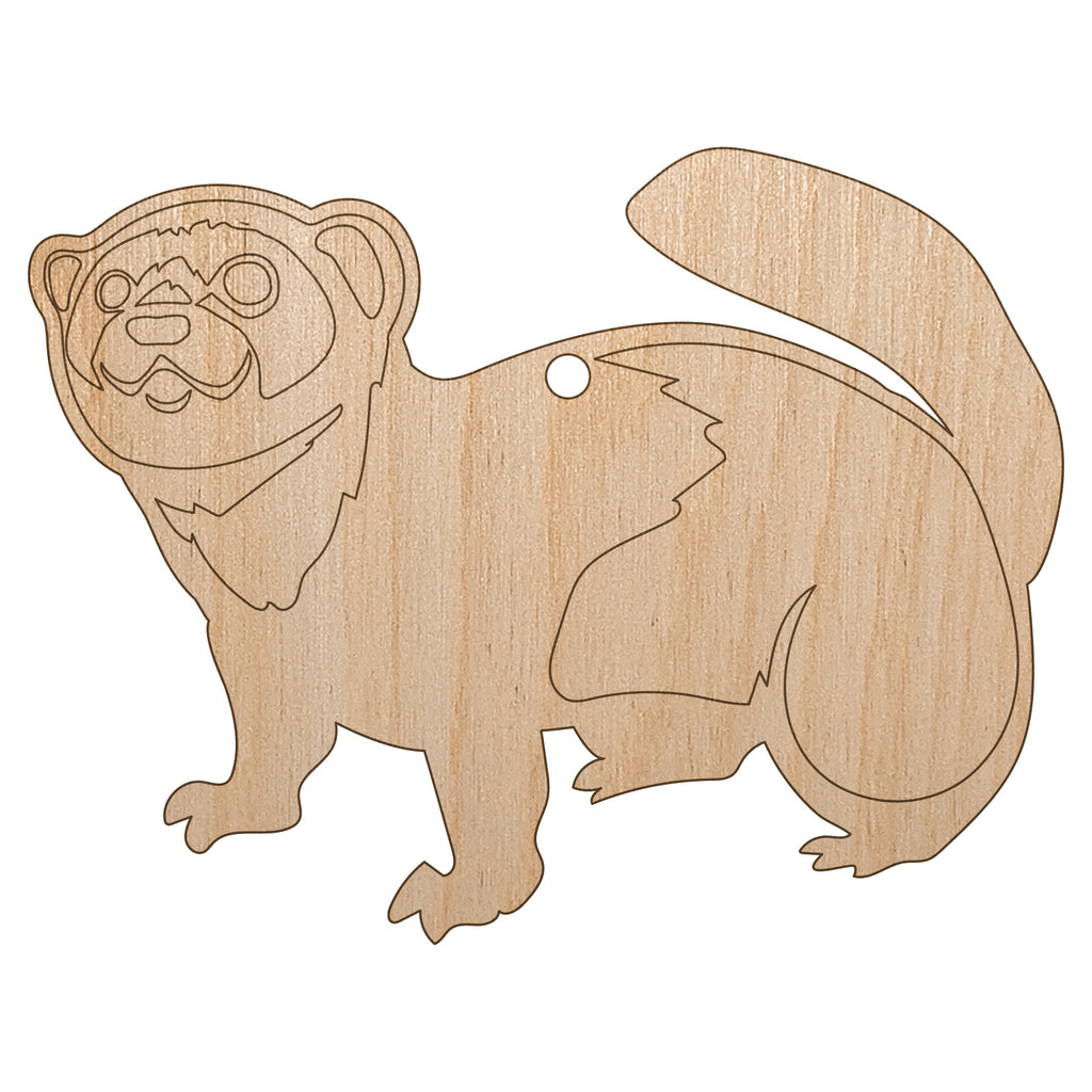 Friendly Ferret Unfinished Craft Wood Holiday Christmas Tree DIY Pre-Drilled Ornament