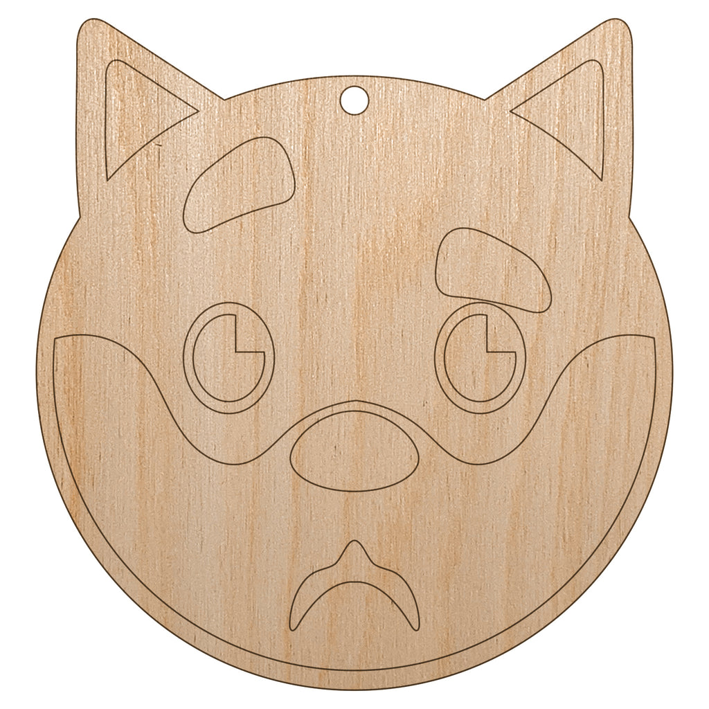 Husky Dog Face Curious Unfinished Craft Wood Holiday Christmas Tree DIY Pre-Drilled Ornament