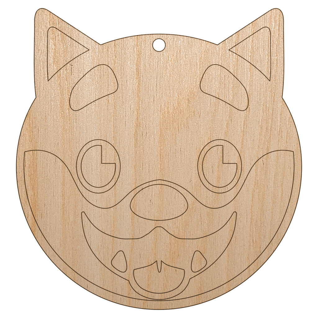 Husky Dog Face Excited Unfinished Craft Wood Holiday Christmas Tree DIY Pre-Drilled Ornament