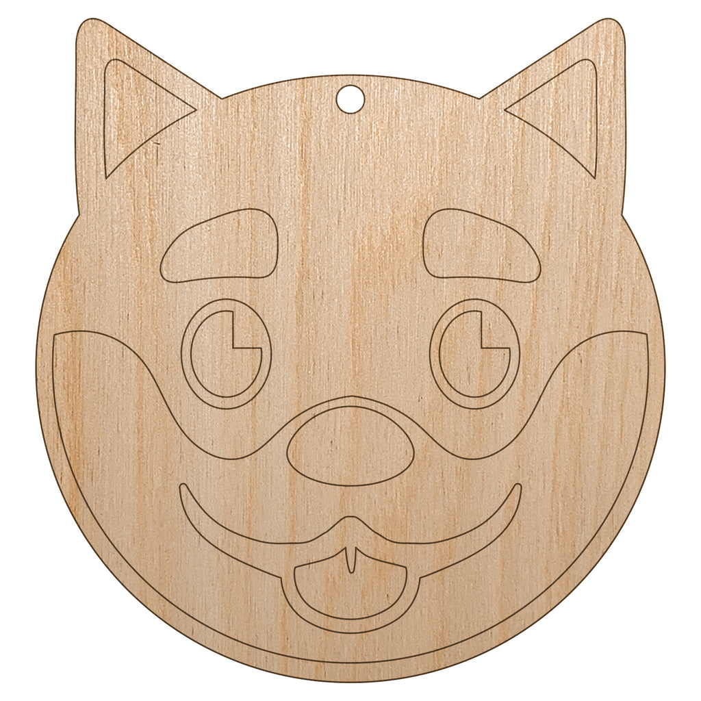 Husky Dog Face Happy Unfinished Craft Wood Holiday Christmas Tree DIY Pre-Drilled Ornament