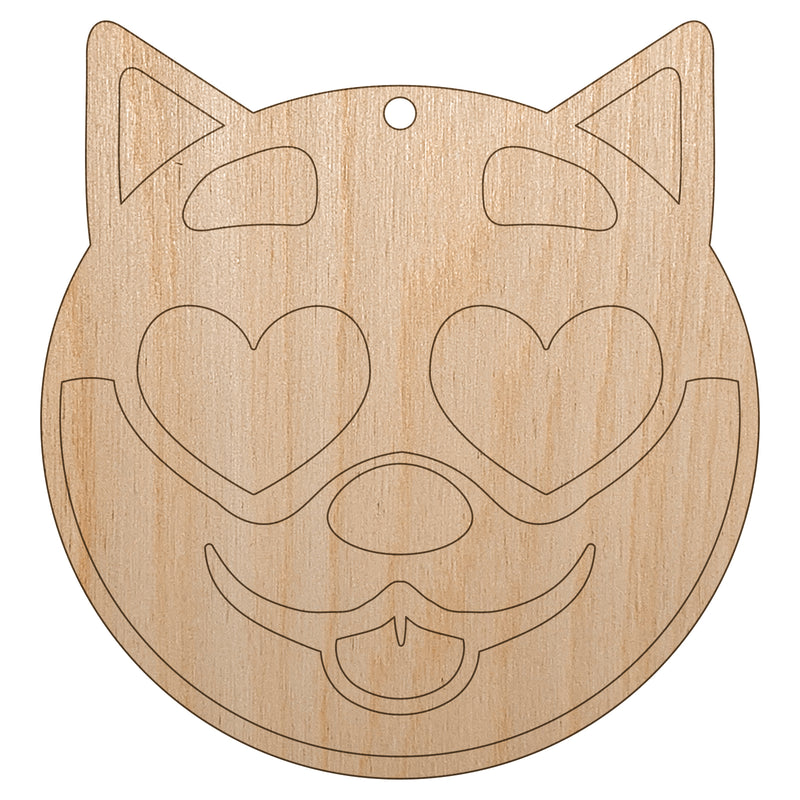 Husky Dog Face Love Heart Eyes Unfinished Craft Wood Holiday Christmas Tree DIY Pre-Drilled Ornament