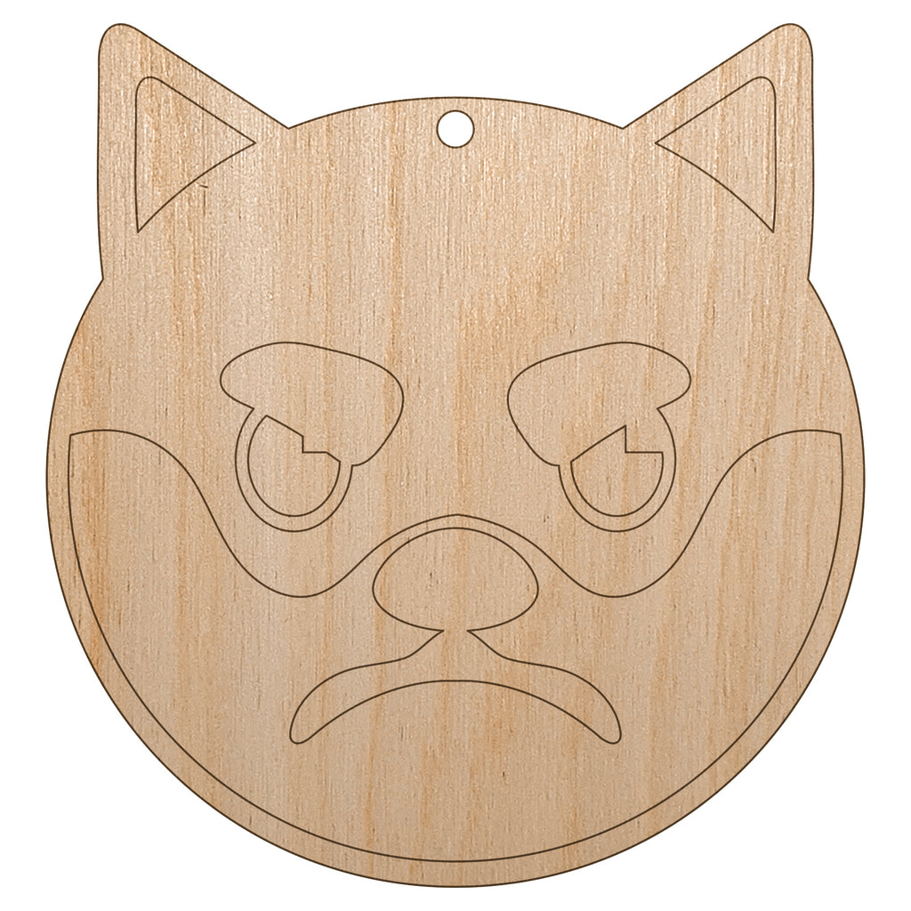 Husky Dog Face Mad Unfinished Craft Wood Holiday Christmas Tree DIY Pre-Drilled Ornament