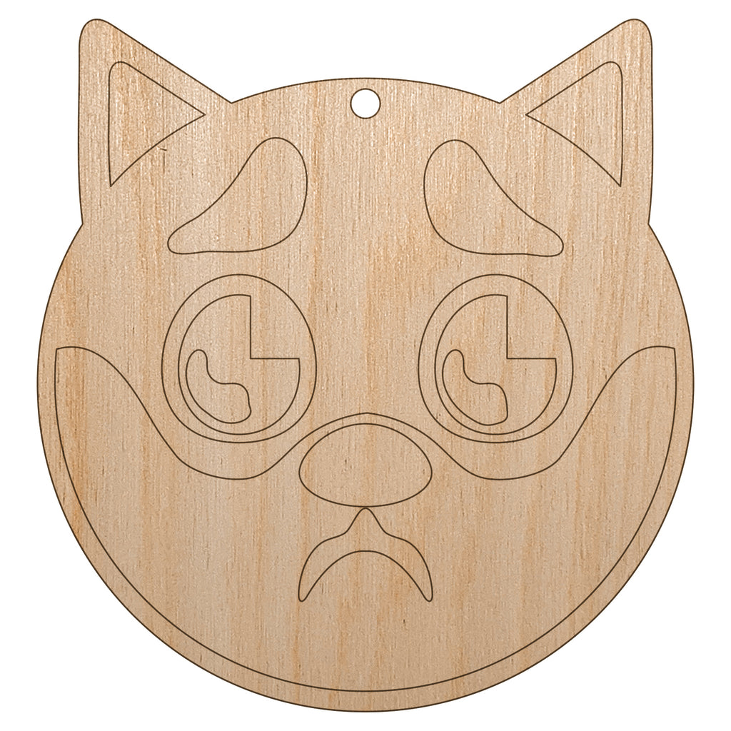 Husky Dog Face Puppy Eyes Unfinished Craft Wood Holiday Christmas Tree DIY Pre-Drilled Ornament