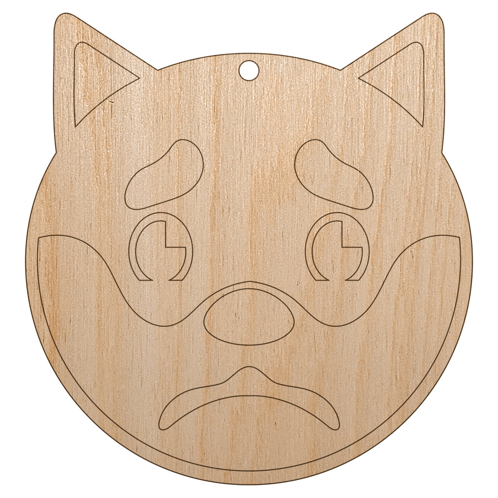 Husky Dog Face Sad Unfinished Craft Wood Holiday Christmas Tree DIY Pre-Drilled Ornament