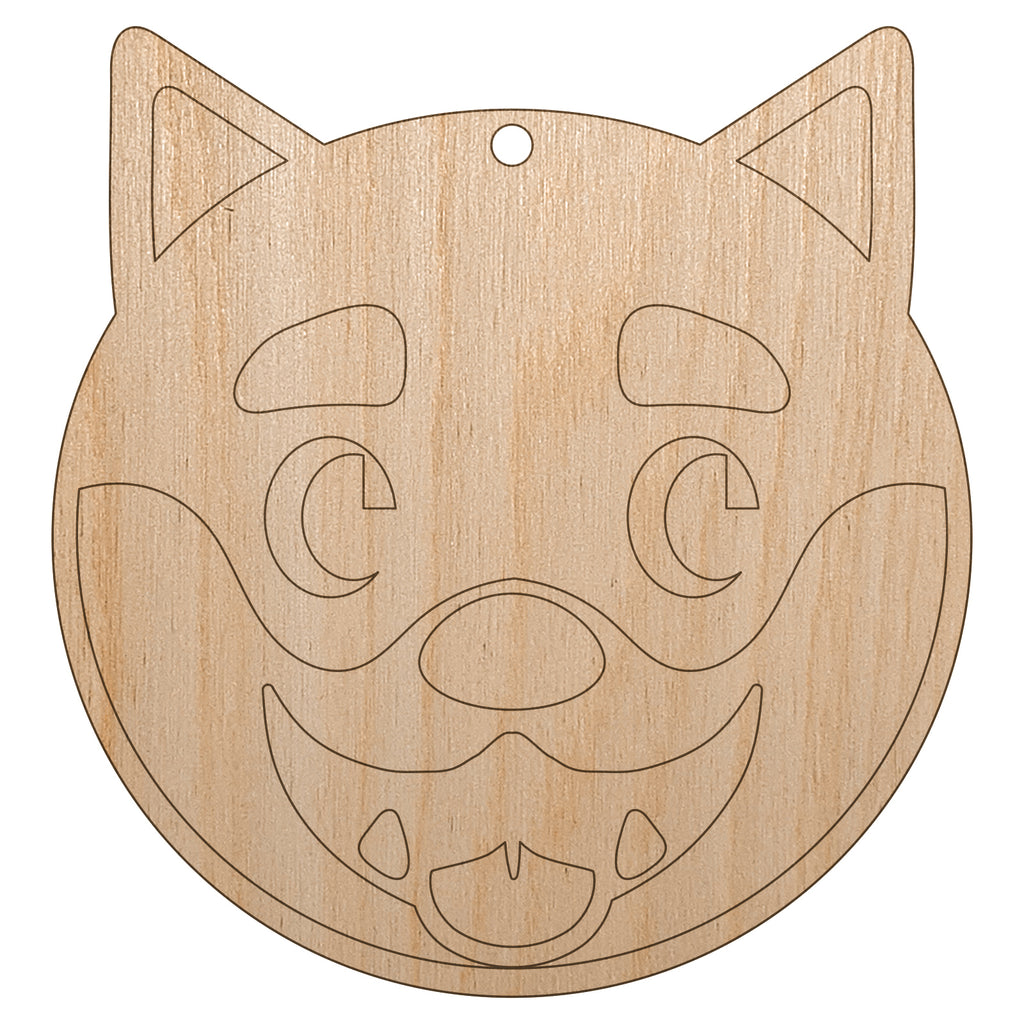 Husky Dog Face Side Eye Unfinished Craft Wood Holiday Christmas Tree DIY Pre-Drilled Ornament