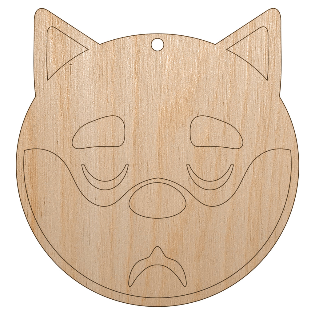 Husky Dog Face Sleepy Tired Unfinished Craft Wood Holiday Christmas Tree DIY Pre-Drilled Ornament