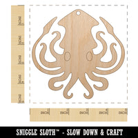 Inky Squid with Tentacles Unfinished Craft Wood Holiday Christmas Tree DIY Pre-Drilled Ornament