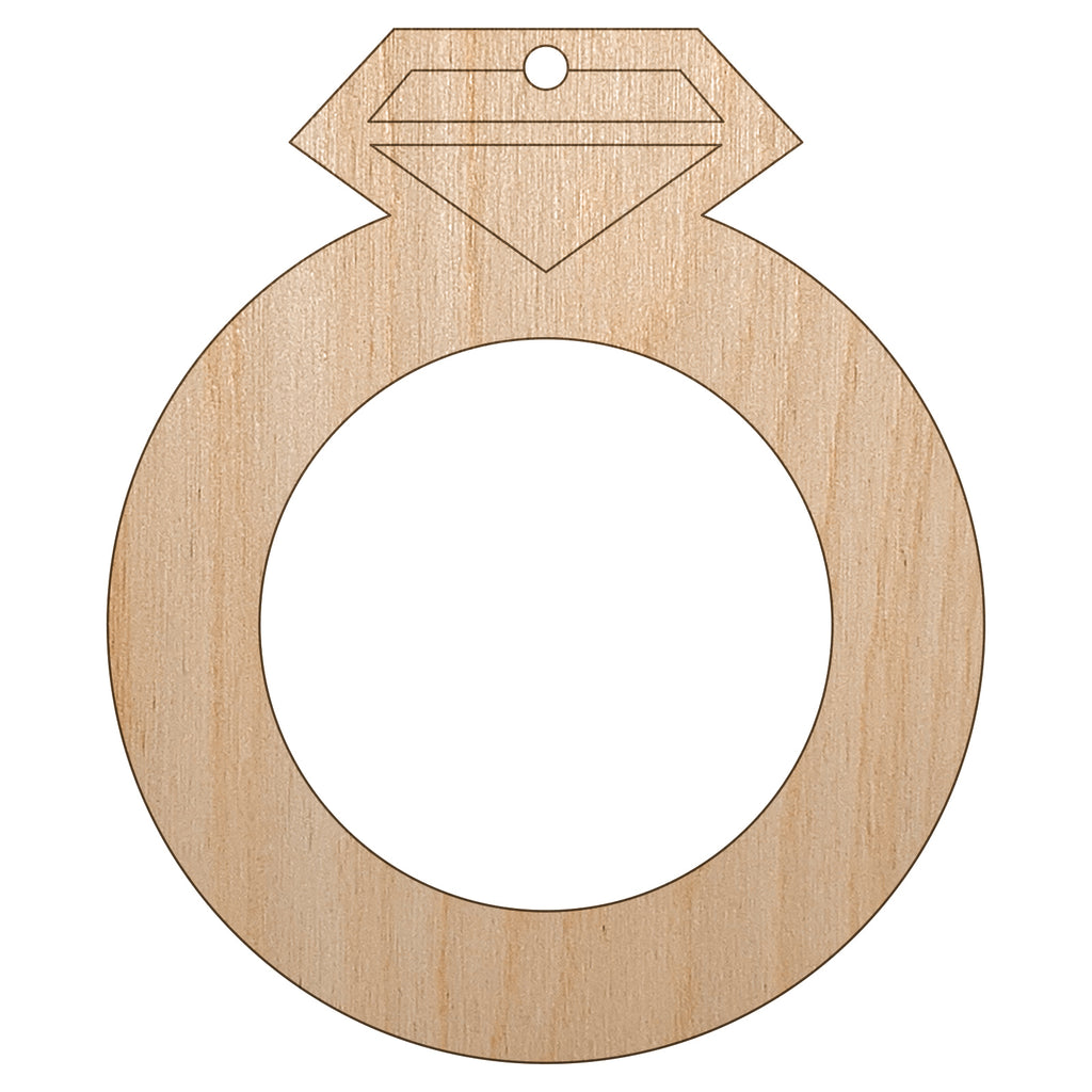 Jewelry Diamond Ring Unfinished Craft Wood Holiday Christmas Tree DIY Pre-Drilled Ornament