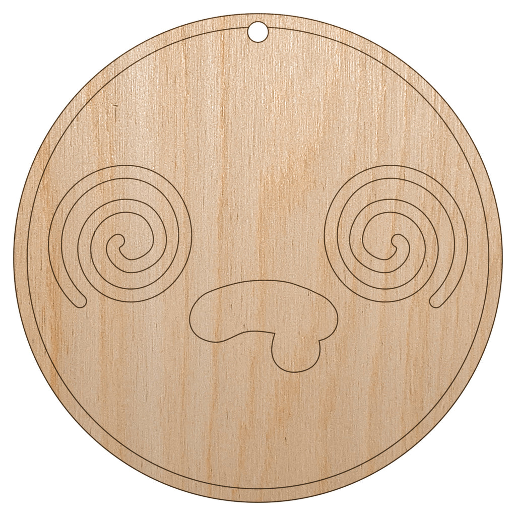 Kawaii Cute Dazed Confused Drool Face Unfinished Craft Wood Holiday Christmas Tree DIY Pre-Drilled Ornament