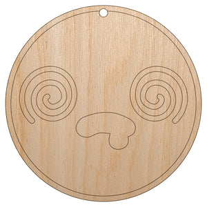 Kawaii Cute Dazed Confused Drool Face Unfinished Craft Wood Holiday Christmas Tree DIY Pre-Drilled Ornament