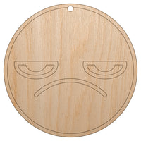 Kawaii Cute Grumpy Meh Face Unfinished Craft Wood Holiday Christmas Tree DIY Pre-Drilled Ornament