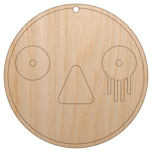 Kawaii Cute Horrified Scared Face Unfinished Craft Wood Holiday Christmas Tree DIY Pre-Drilled Ornament