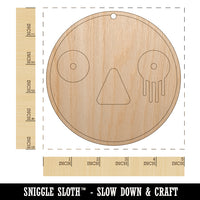 Kawaii Cute Horrified Scared Face Unfinished Craft Wood Holiday Christmas Tree DIY Pre-Drilled Ornament