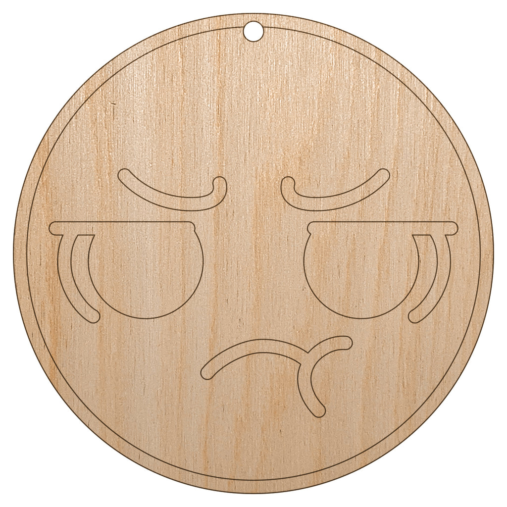 Kawaii Cute Pout Pouting Face Unfinished Craft Wood Holiday Christmas Tree DIY Pre-Drilled Ornament