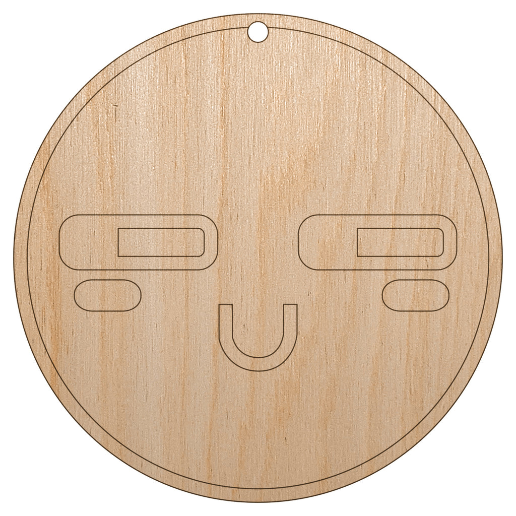 Kawaii Cute Suspicious Smile Unfinished Craft Wood Holiday Christmas Tree DIY Pre-Drilled Ornament