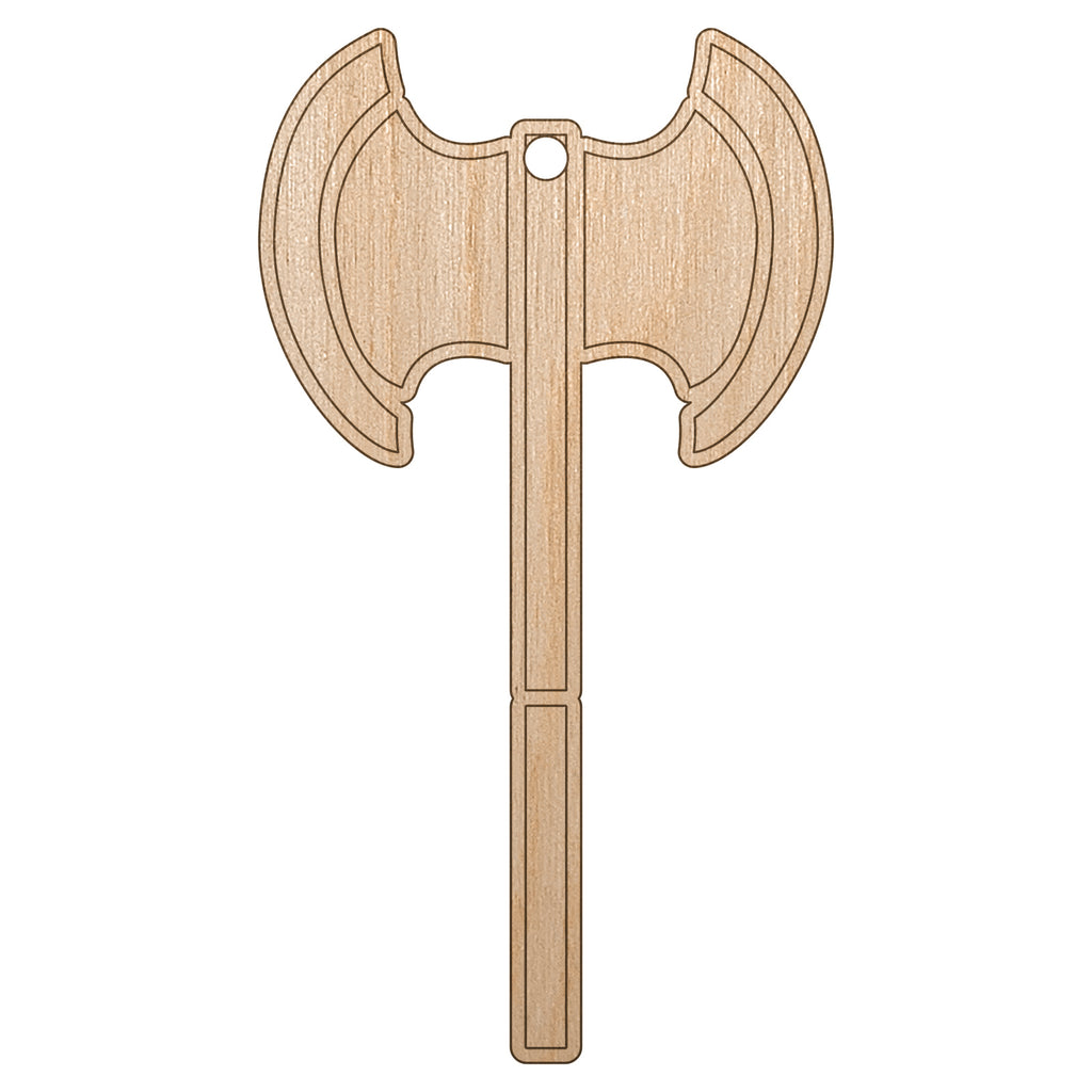 Medieval Battle Axe Unfinished Craft Wood Holiday Christmas Tree DIY Pre-Drilled Ornament