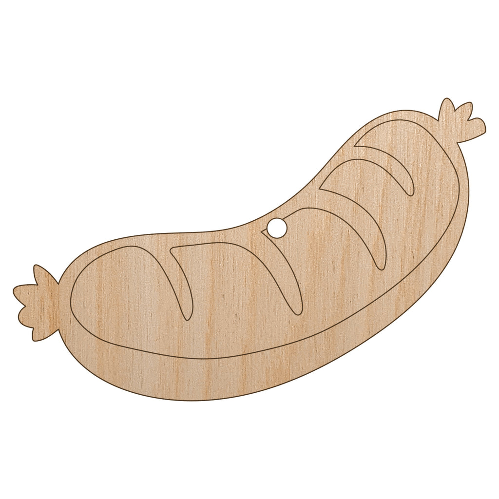 Oktoberfest Wiener Sausage Bratwurst Unfinished Craft Wood Holiday Christmas Tree DIY Pre-Drilled Ornament