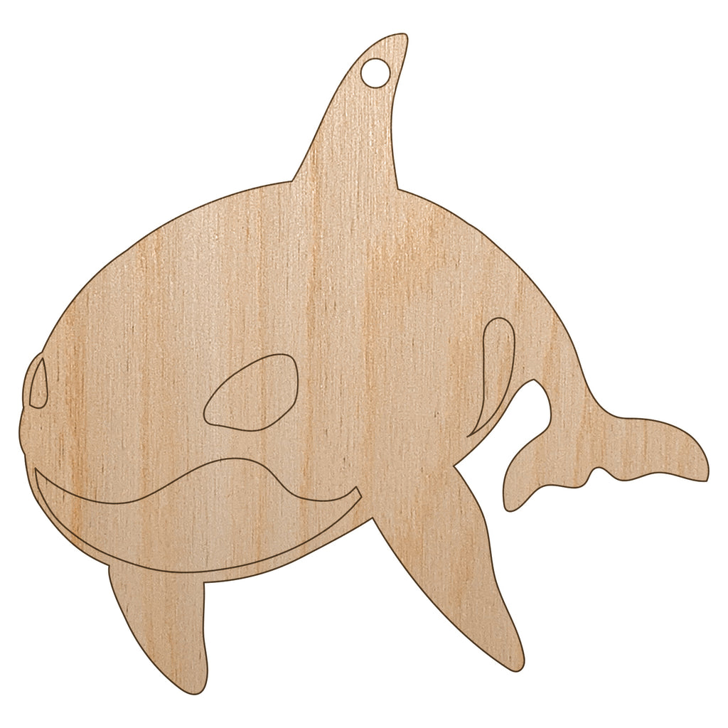 Orca Killer Whale Unfinished Craft Wood Holiday Christmas Tree DIY Pre-Drilled Ornament