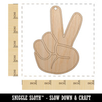 Peace Hand Sign Unfinished Craft Wood Holiday Christmas Tree DIY Pre-Drilled Ornament