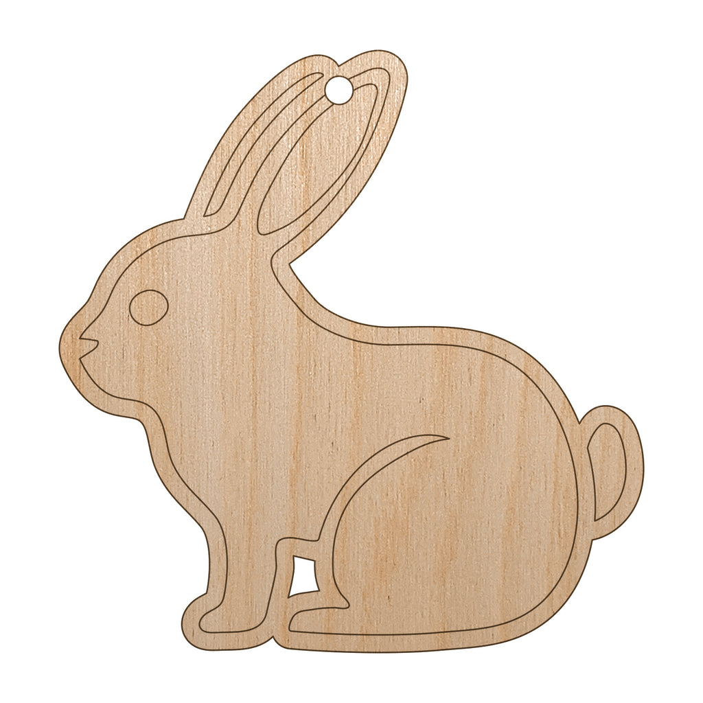 Resting Rabbit Bunny Easter Unfinished Craft Wood Holiday Christmas Tree DIY Pre-Drilled Ornament