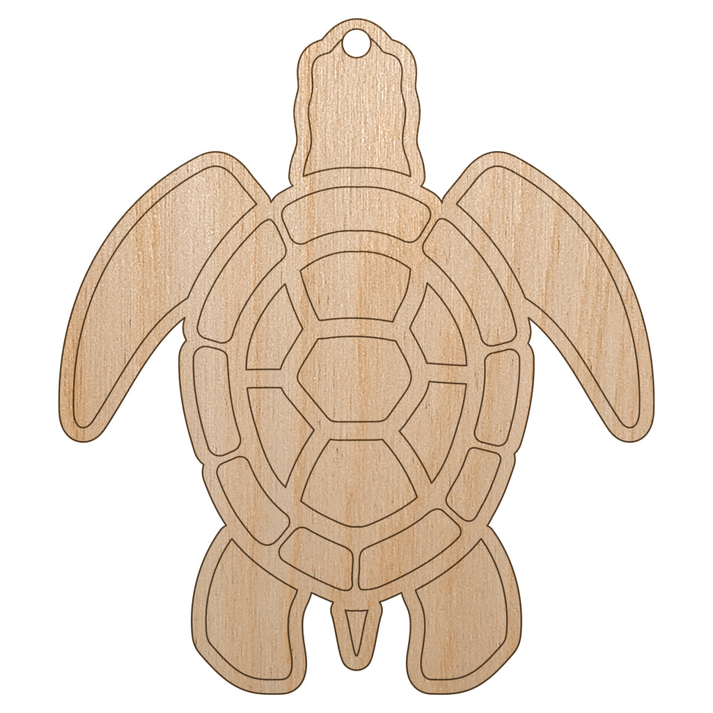 Sea Turtle Tribal Unfinished Craft Wood Holiday Christmas Tree DIY Pre-Drilled Ornament