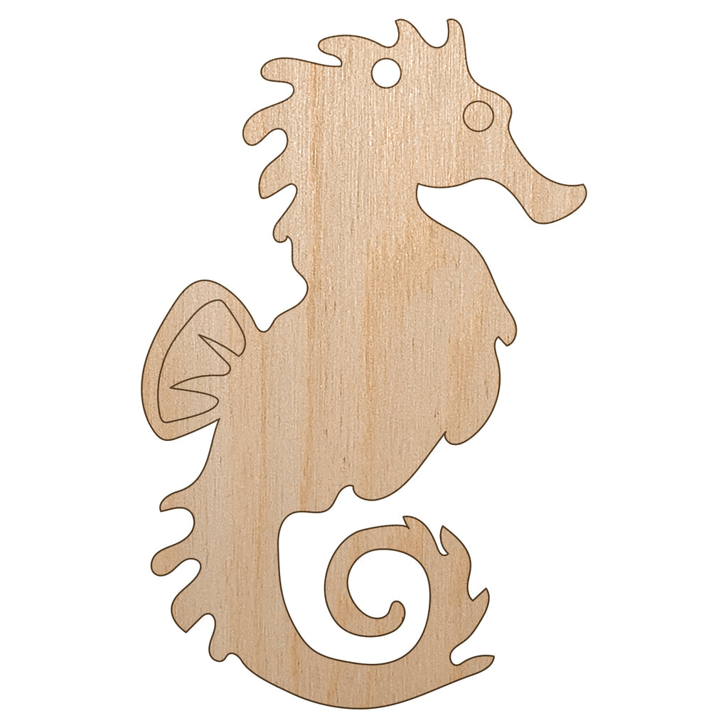 Seahorse Icon Unfinished Craft Wood Holiday Christmas Tree DIY Pre-Drilled Ornament