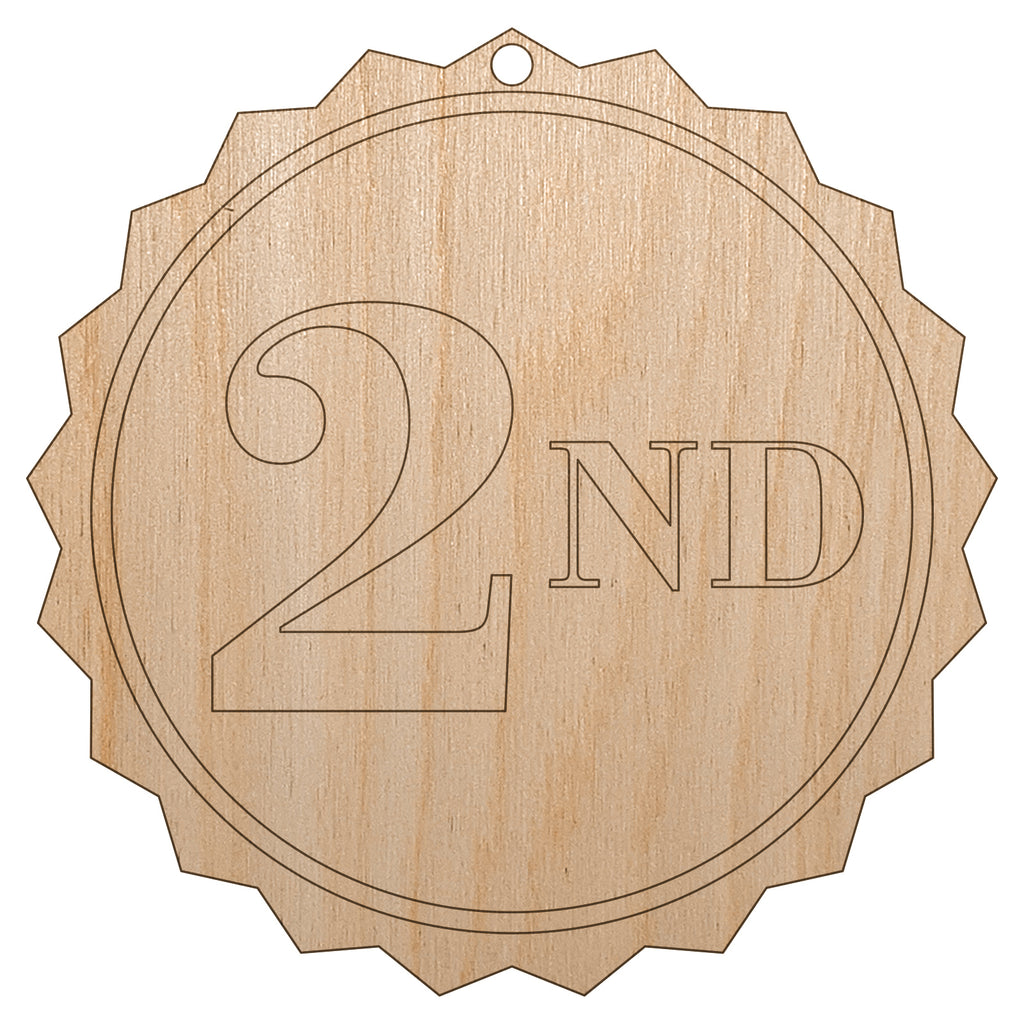 Second 2nd Place Circle Award Unfinished Craft Wood Holiday Christmas Tree DIY Pre-Drilled Ornament