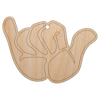 Shaka Hang Loose Surfer Sign Unfinished Craft Wood Holiday Christmas Tree DIY Pre-Drilled Ornament