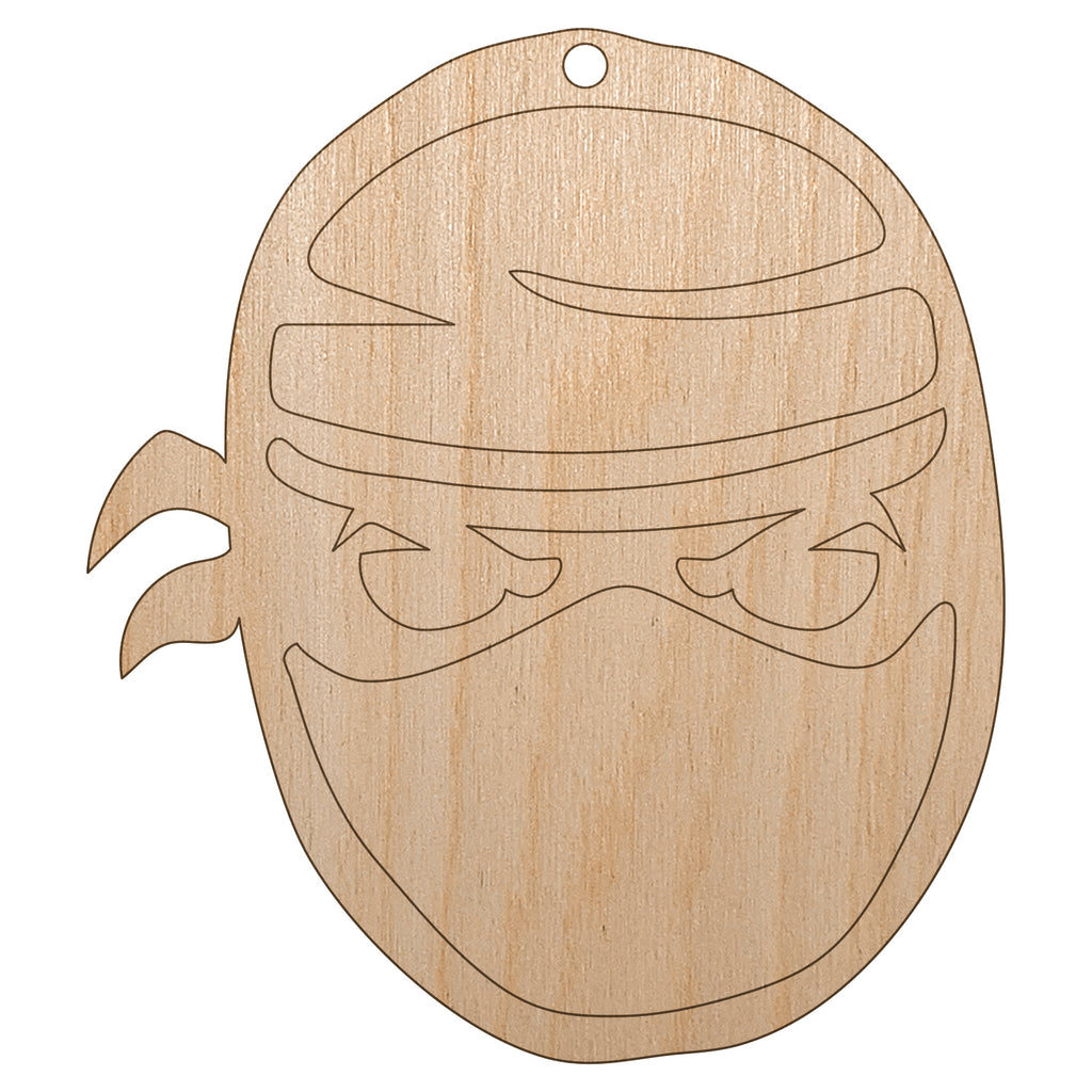 Sneaky Ninja Face Unfinished Craft Wood Holiday Christmas Tree DIY Pre-Drilled Ornament