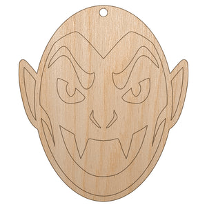 Spooky Vampire Head Halloween Unfinished Craft Wood Holiday Christmas Tree DIY Pre-Drilled Ornament