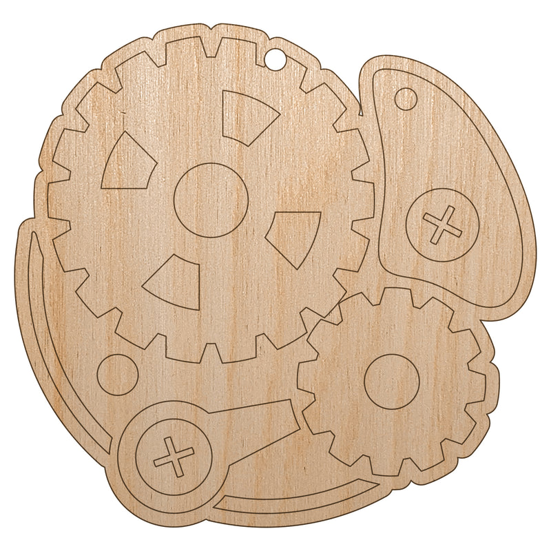 Steampunk Clockwork Watch Gears Unfinished Craft Wood Holiday Christmas Tree DIY Pre-Drilled Ornament