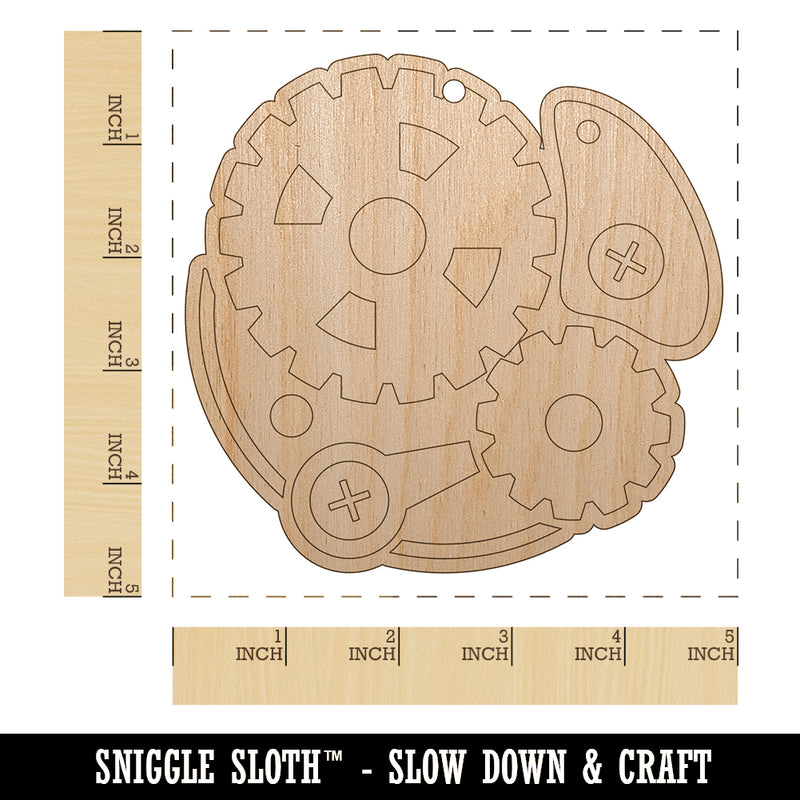 Steampunk Clockwork Watch Gears Unfinished Craft Wood Holiday Christmas Tree DIY Pre-Drilled Ornament