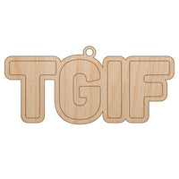 TGIF Thank God It's Friday Unfinished Craft Wood Holiday Christmas Tree DIY Pre-Drilled Ornament