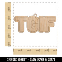 TGIF Thank God It's Friday Unfinished Craft Wood Holiday Christmas Tree DIY Pre-Drilled Ornament