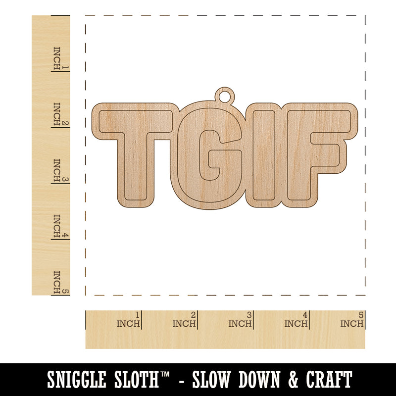 TGIF Thank God It's Friday Unfinished Craft Wood Holiday Christmas Tree DIY Pre-Drilled Ornament