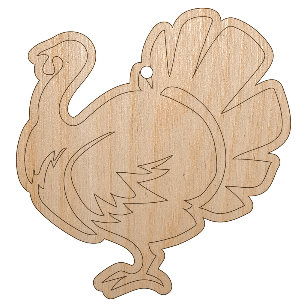 Turkey Silhouette Thanksgiving Unfinished Craft Wood Holiday Christmas Tree DIY Pre-Drilled Ornament