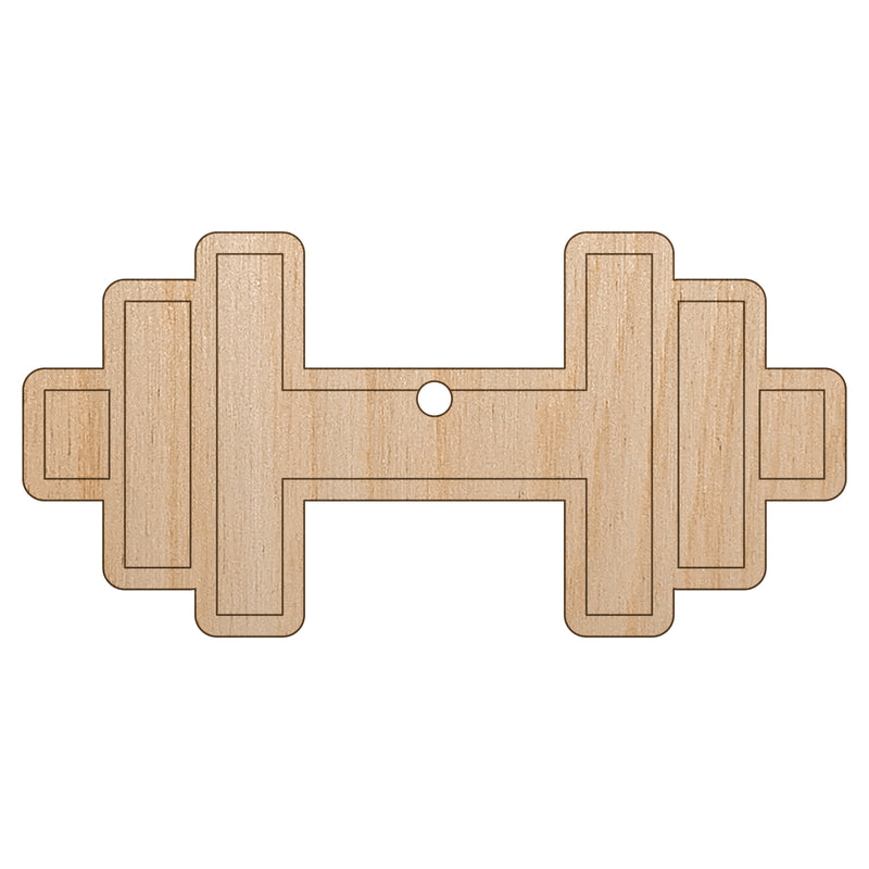 Weight Dumbbell Workout Icon Unfinished Craft Wood Holiday Christmas Tree DIY Pre-Drilled Ornament