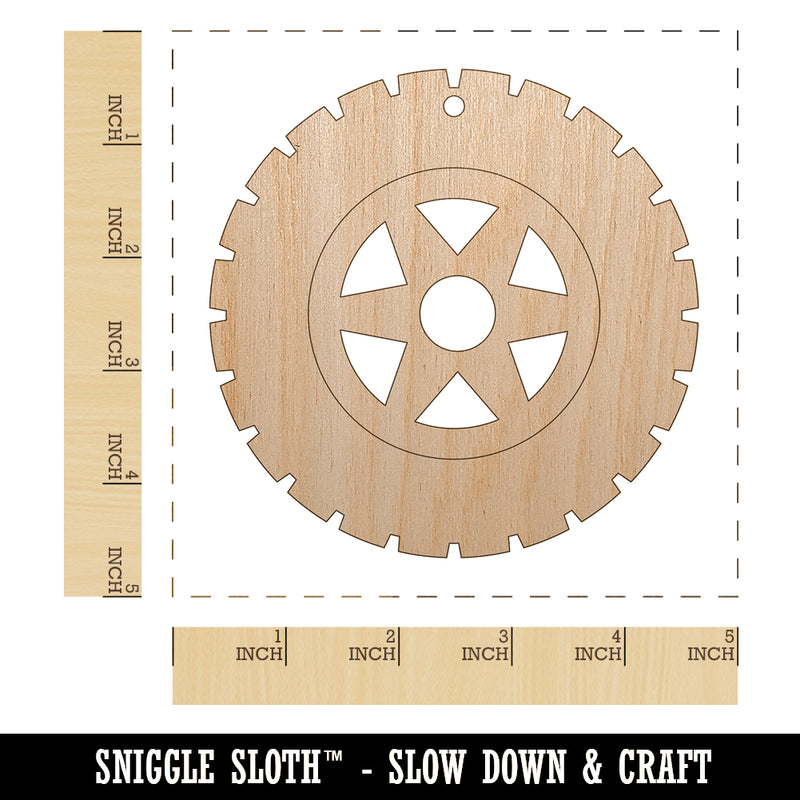 Wheel Tire Icon Unfinished Craft Wood Holiday Christmas Tree DIY Pre-Drilled Ornament