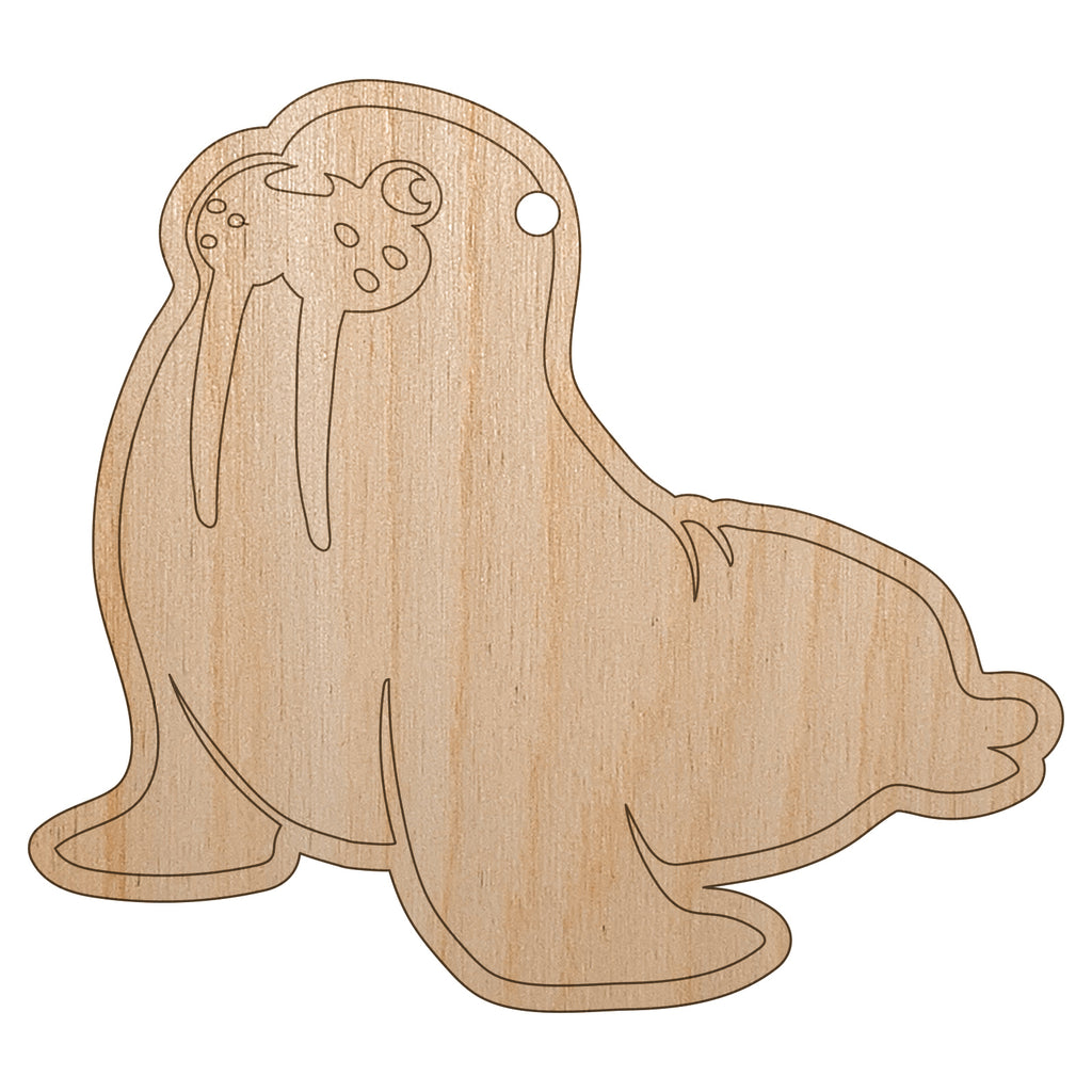 Wobbly Walrus Unfinished Craft Wood Holiday Christmas Tree DIY Pre-Drilled Ornament