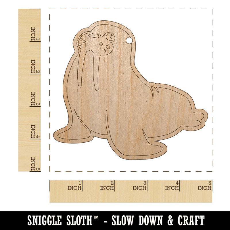 Wobbly Walrus Unfinished Craft Wood Holiday Christmas Tree DIY Pre-Drilled Ornament