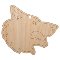 Wolf Head Side Profile Unfinished Craft Wood Holiday Christmas Tree DIY Pre-Drilled Ornament