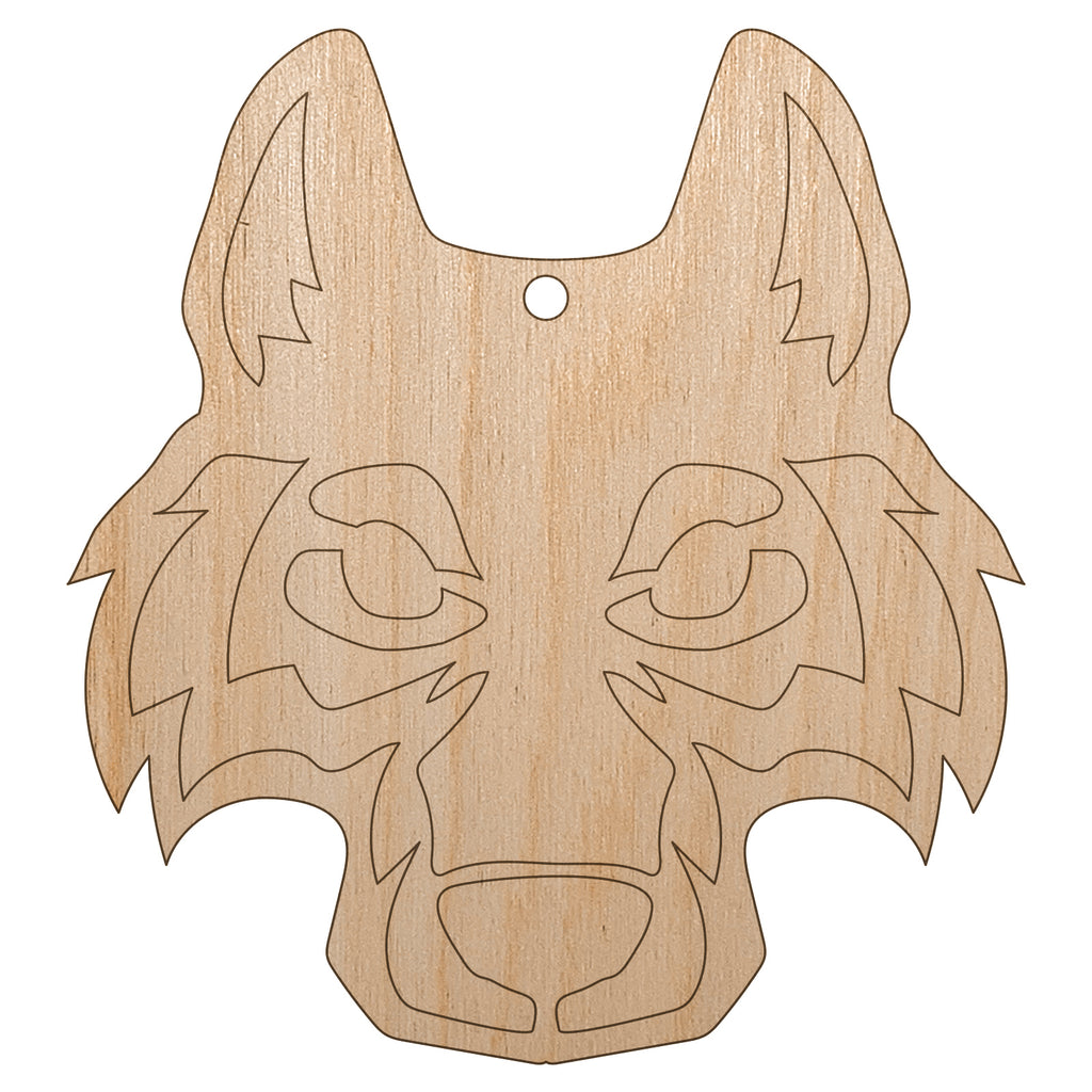 Wolf Head Unfinished Craft Wood Holiday Christmas Tree DIY Pre-Drilled Ornament