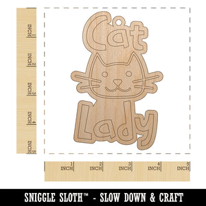 Cat Lady Cuteness Unfinished Craft Wood Holiday Christmas Tree DIY Pre-Drilled Ornament