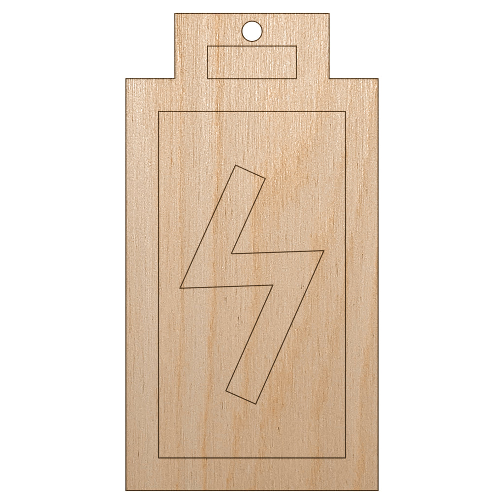 Battery Charging Symbol Doodle Unfinished Craft Wood Holiday Christmas Tree DIY Pre-Drilled Ornament