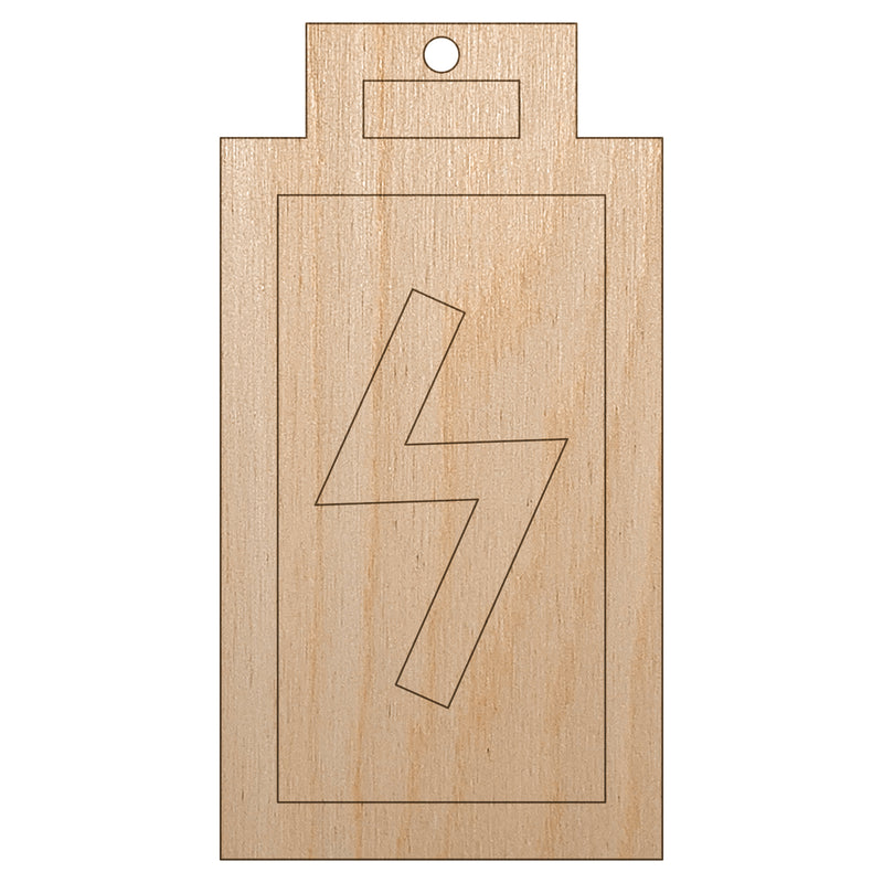 Battery Charging Symbol Doodle Unfinished Craft Wood Holiday Christmas Tree DIY Pre-Drilled Ornament