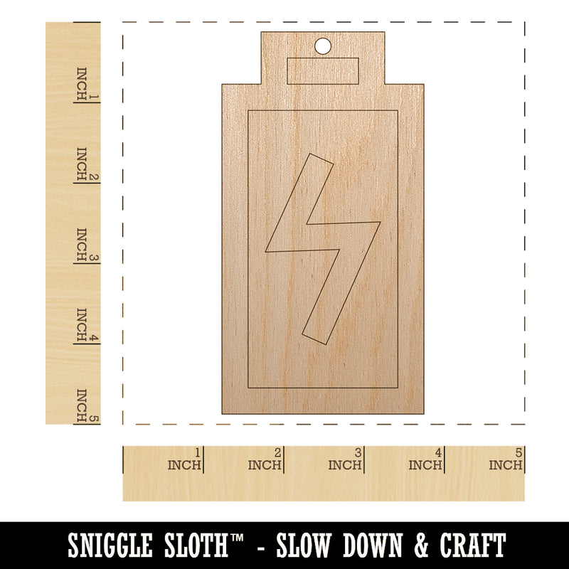 Battery Charging Symbol Doodle Unfinished Craft Wood Holiday Christmas Tree DIY Pre-Drilled Ornament