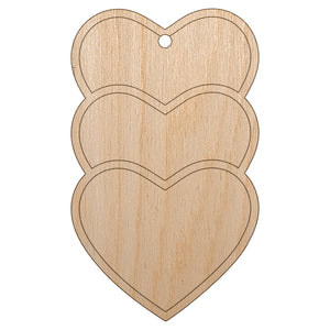 Heart Love Trio Unfinished Craft Wood Holiday Christmas Tree DIY Pre-Drilled Ornament