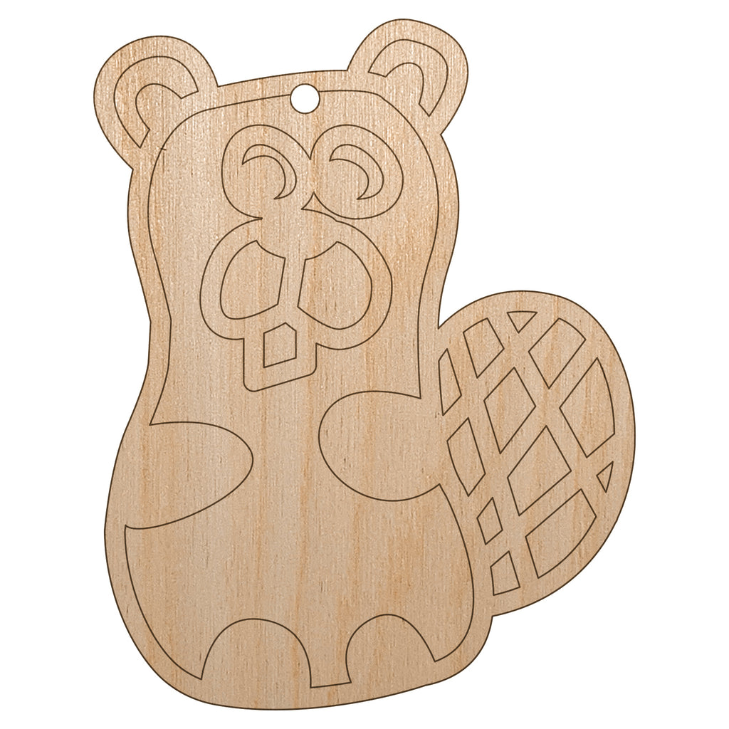 Silly Beaver Doodle Unfinished Craft Wood Holiday Christmas Tree DIY Pre-Drilled Ornament